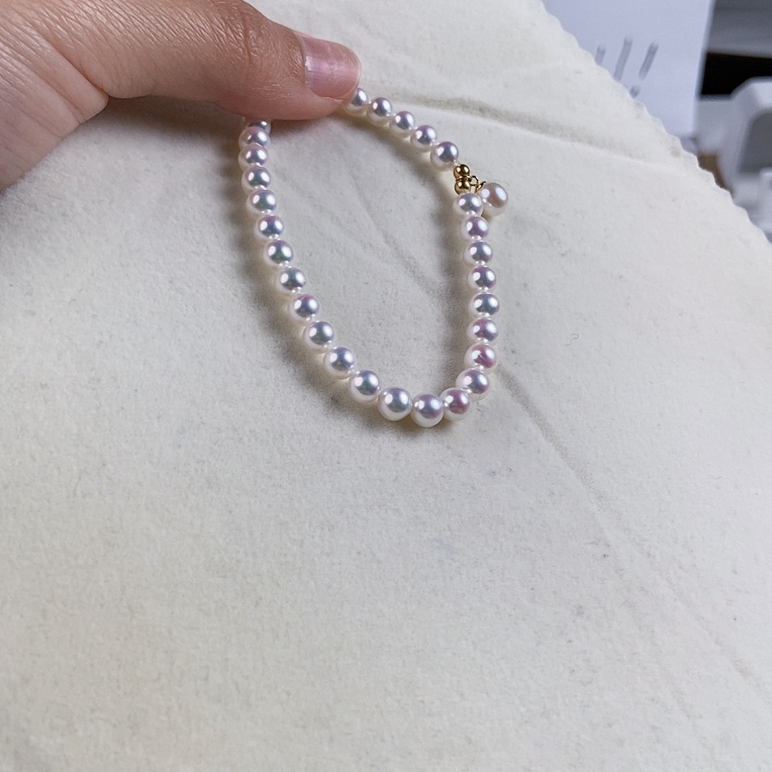 淡水珍珠手绳18K金镶嵌