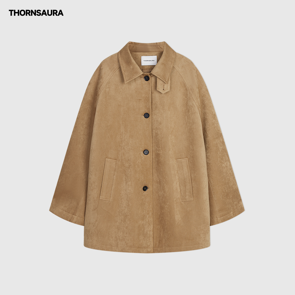 棘光THORNSAURA 仿麂皮绒老钱风慵懒宽松翻领外套秋冬T2509WU638