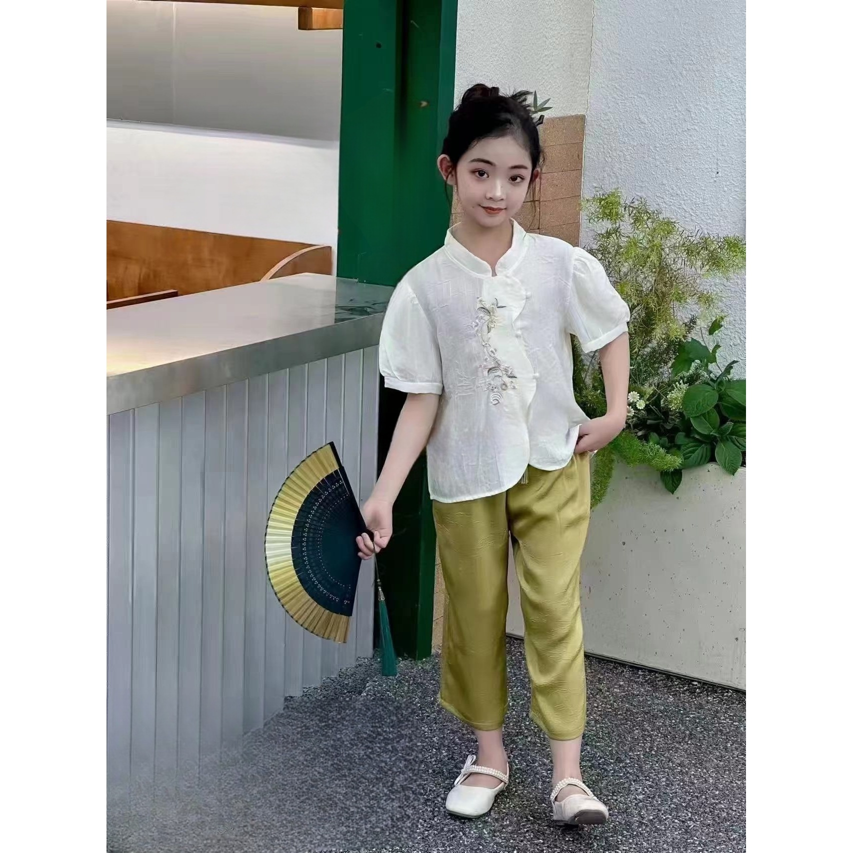 2025新款夏季女童九分裤新中式国风套装B1926