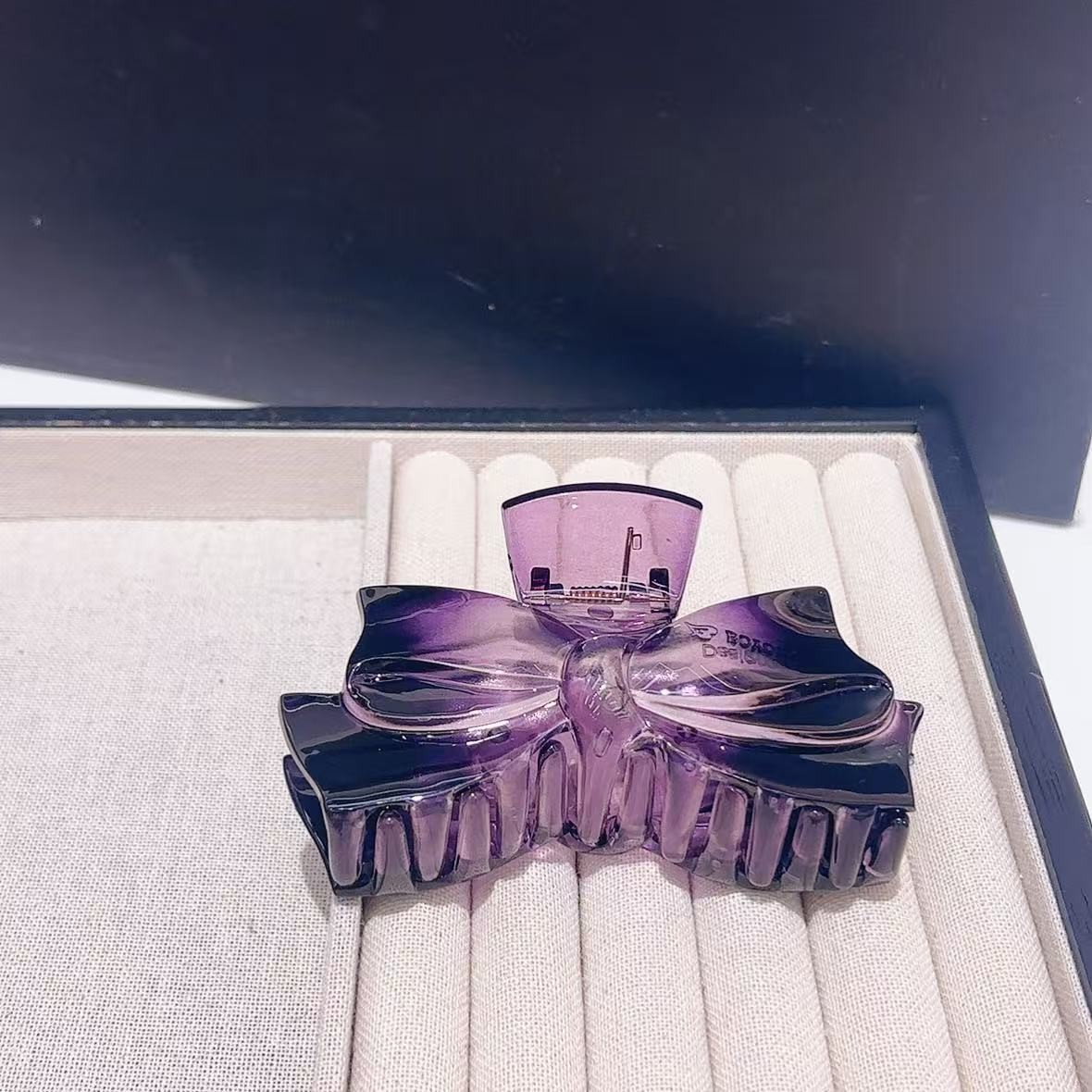 泡菜国黑紫色蝴蝶结抓夹