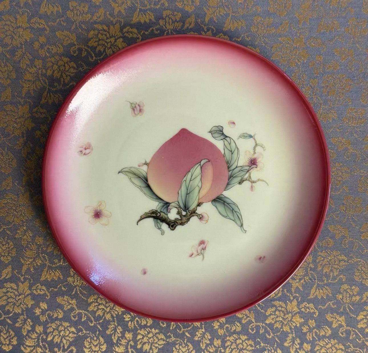 《梦乔茶器》雅圣景德镇手工手绘胭脂红渐变桃子壶承粉彩高端窑口