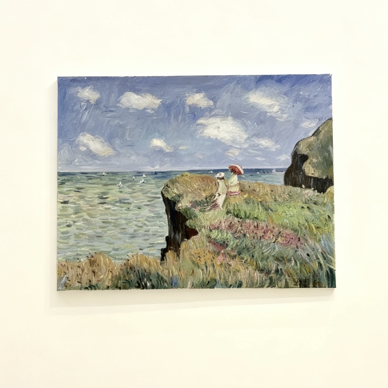 莫奈与普尔维尔的海边/定制款/莫奈印象派风景装饰画