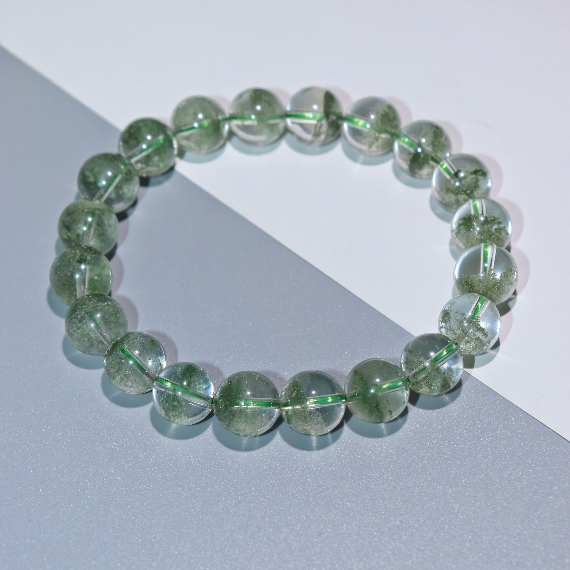 石光晶工半盆绿幽灵水晶手串