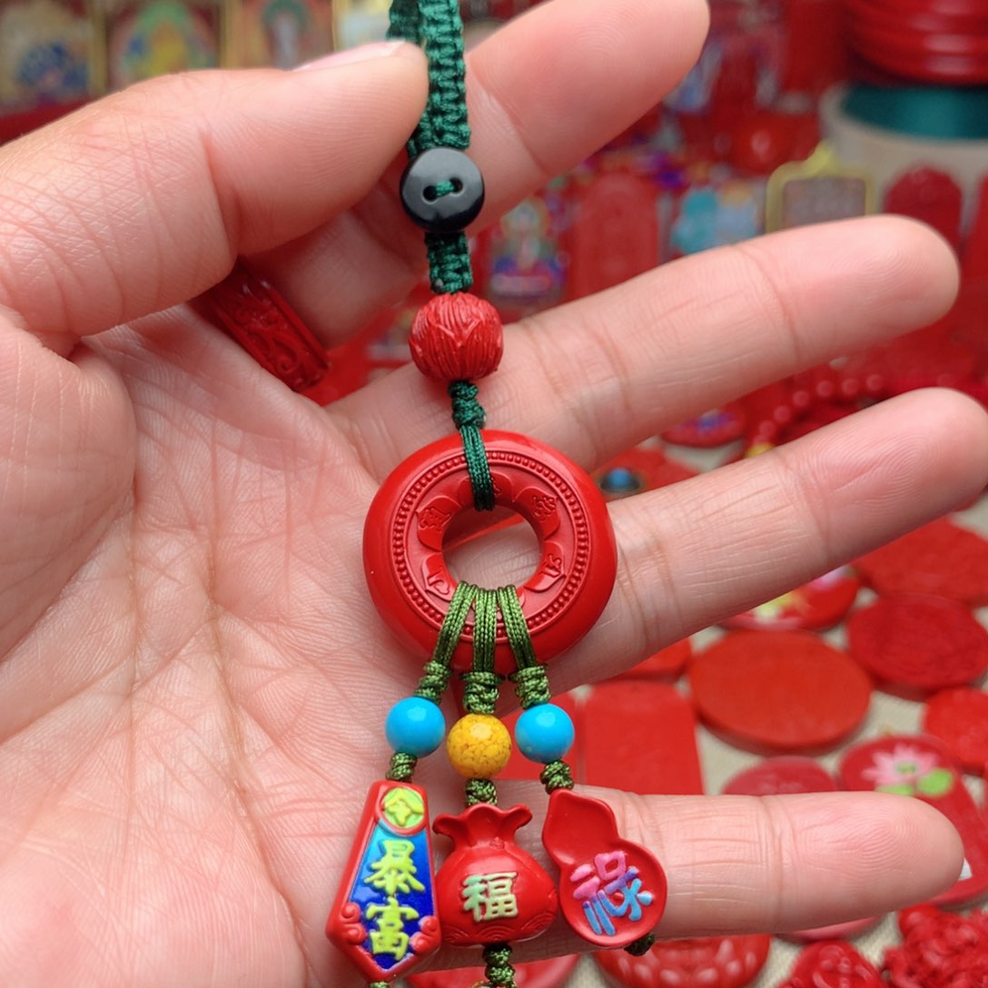 天然辰砂工艺品朱砂钥匙扣