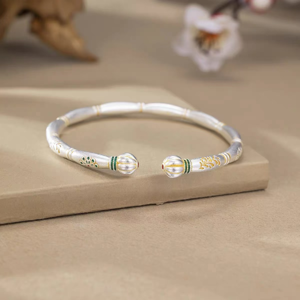 【清货专用】描金竹节南瓜手镯A60