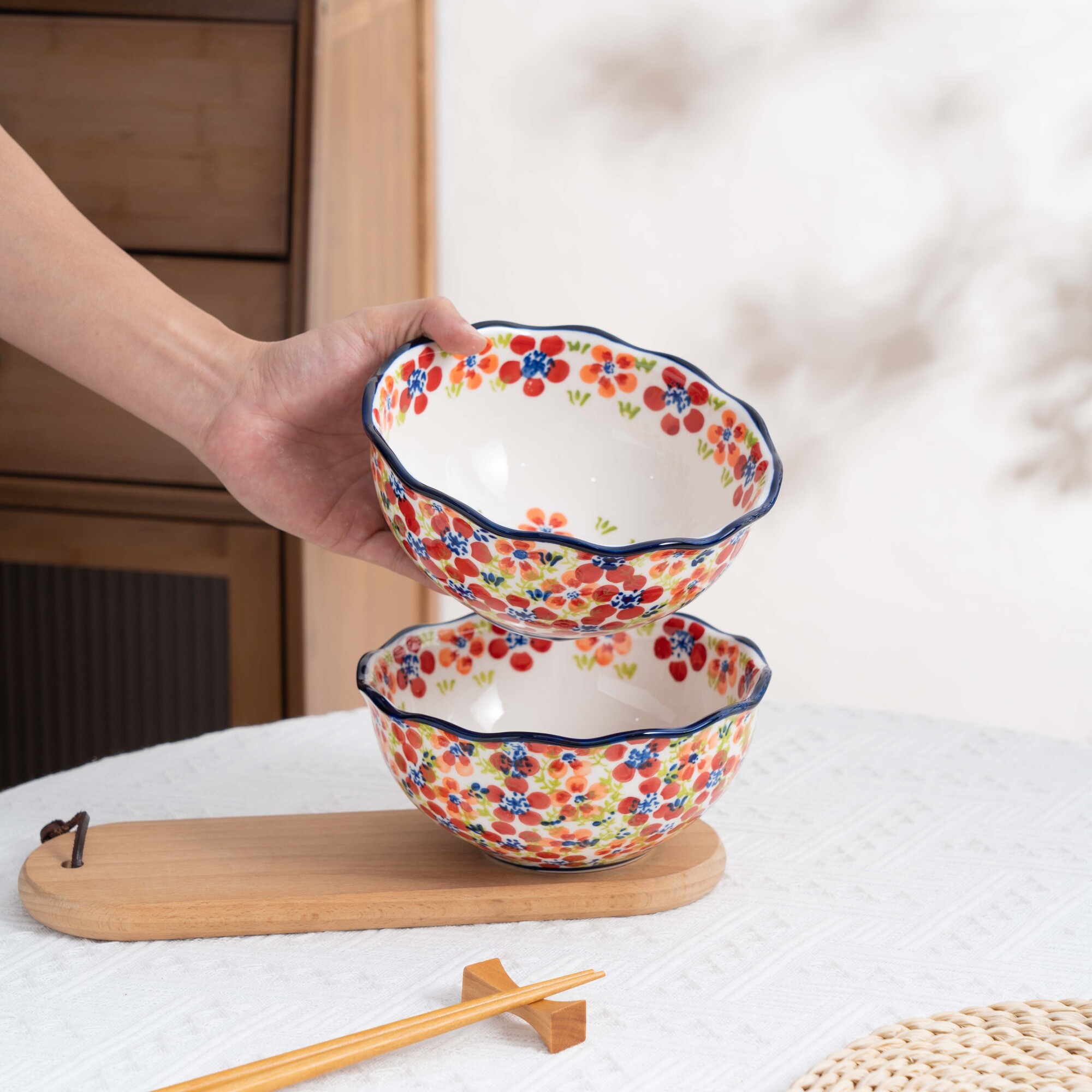 [美森专属]（两个装）手绘碧丝粉黛-6.25英寸花边碗