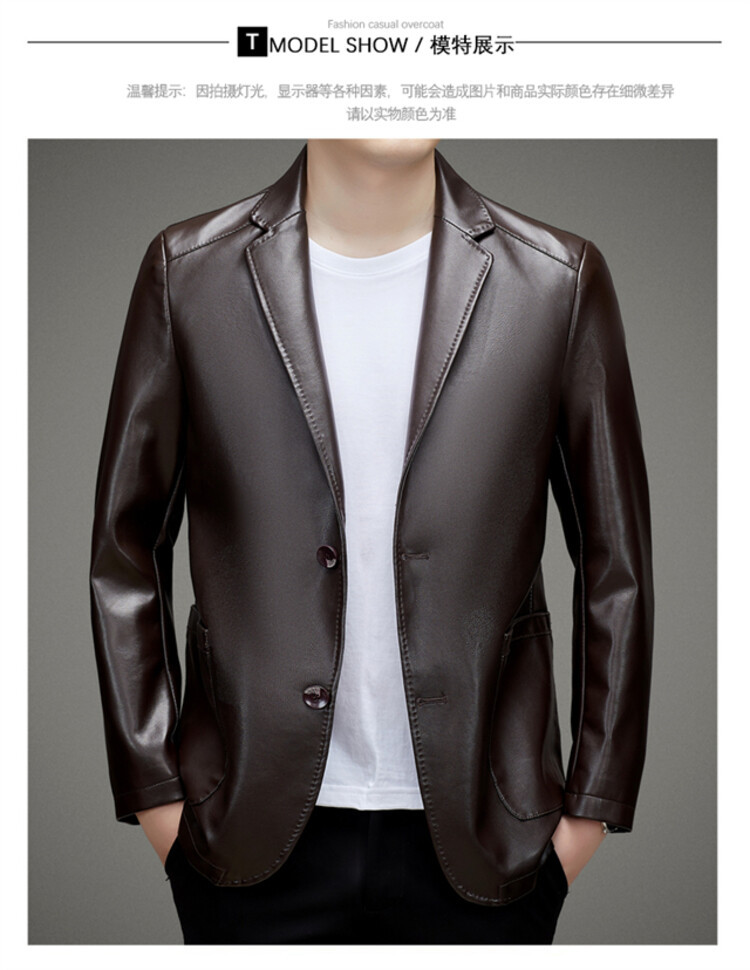 2025秋冬款高品质时尚高档休闲百搭男士加绒绵羊皮商务潮流皮西服