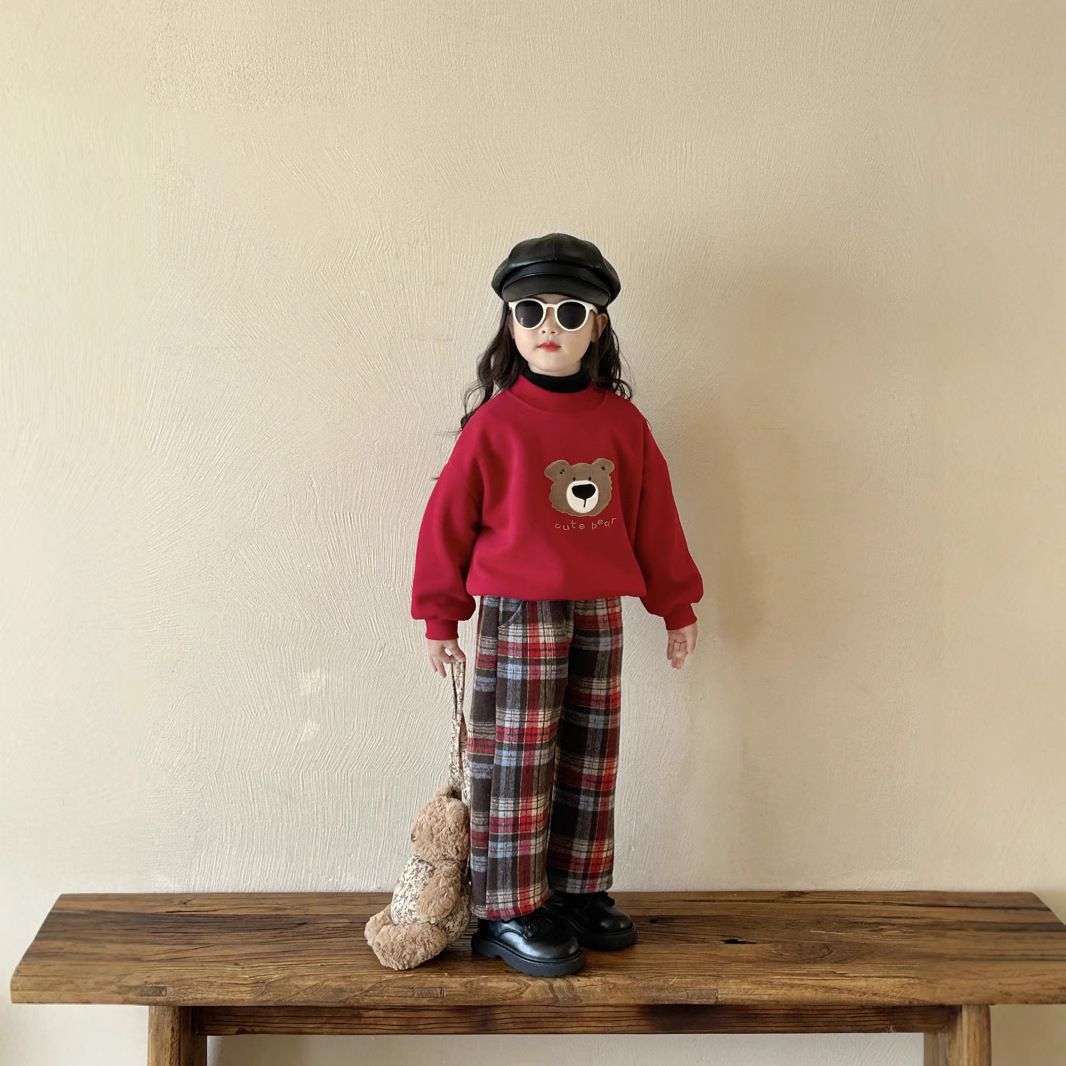 女童卫衣秋冬2024新款洋气中小童冬装休闲加绒加厚儿童圆领上衣