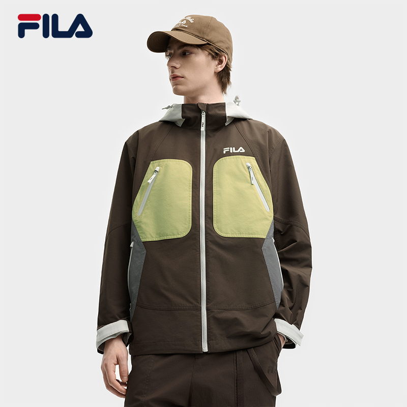 Fila/斐乐男士【复古时尚防风外套】早秋撞色连帽上衣F11M539709F