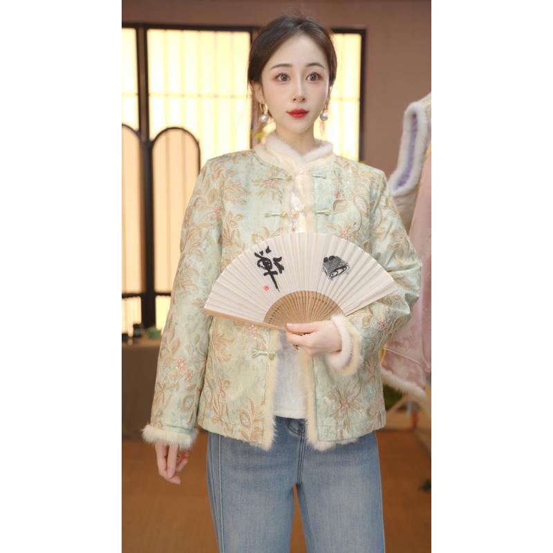 冬季S双面加厚新中式云锦提花精致百搭外套FB2512044