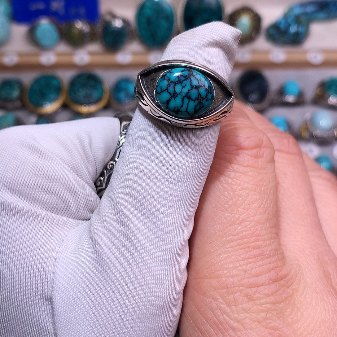 绿松石挂件银S925镶嵌