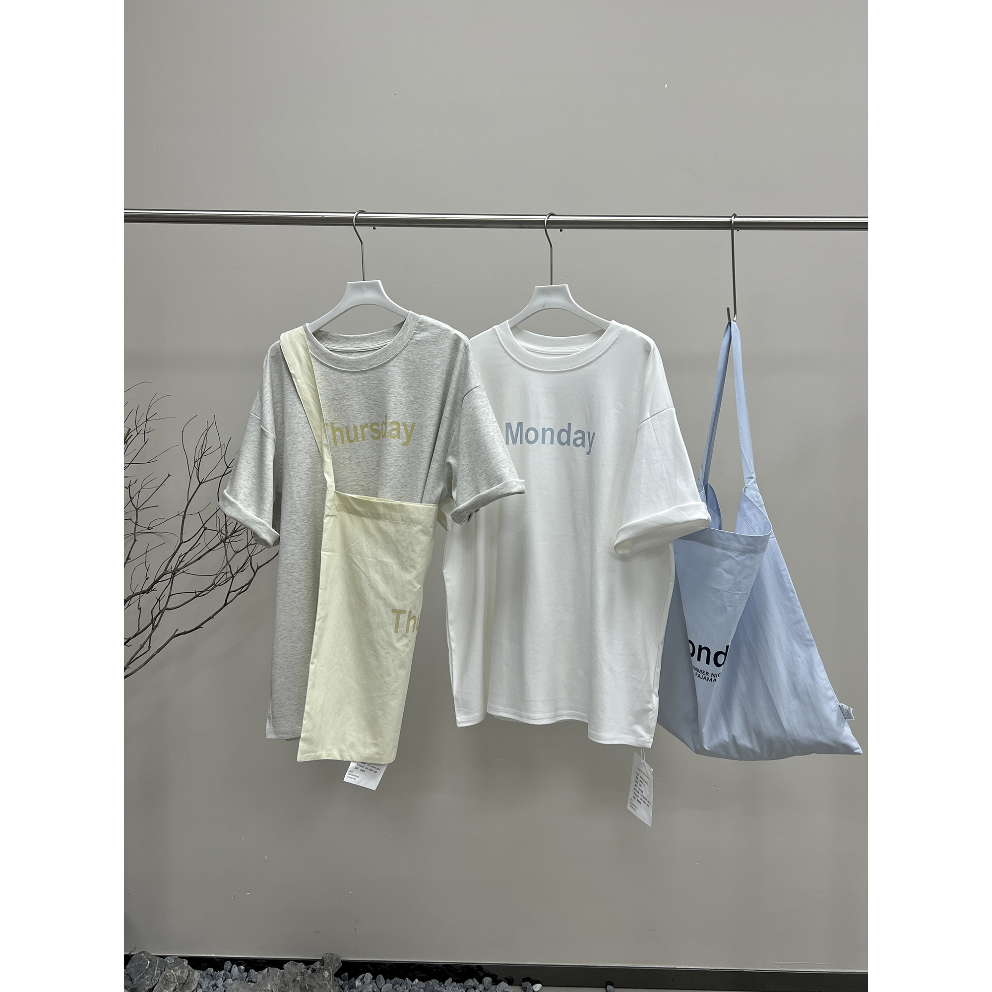 字母印花大版短袖T恤 配同款大布包08026-1