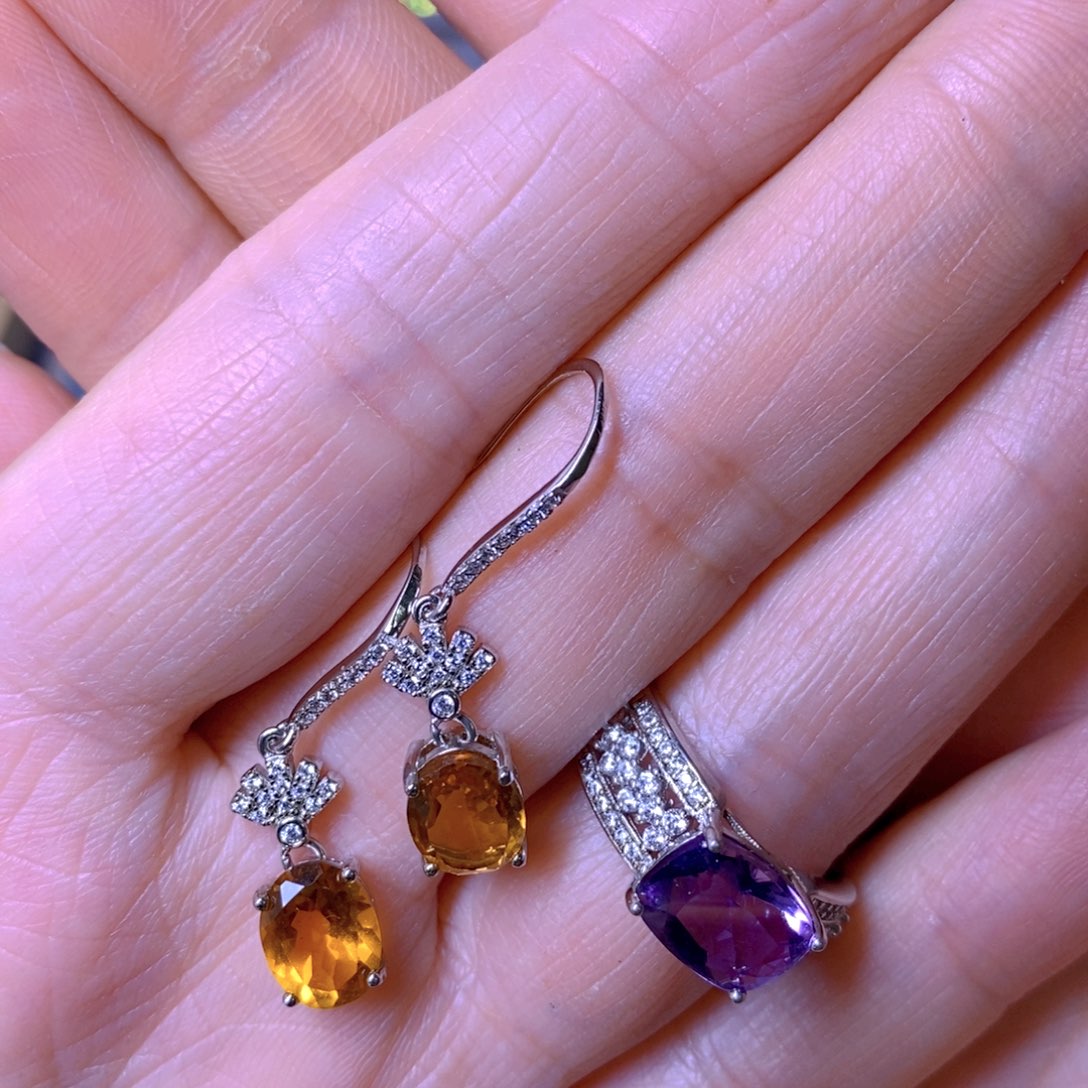 紫晶戒指银S925镶嵌小**音