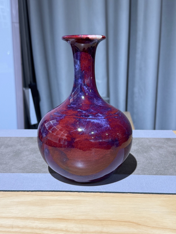 钧窑纯手工小花器摆件天球瓶