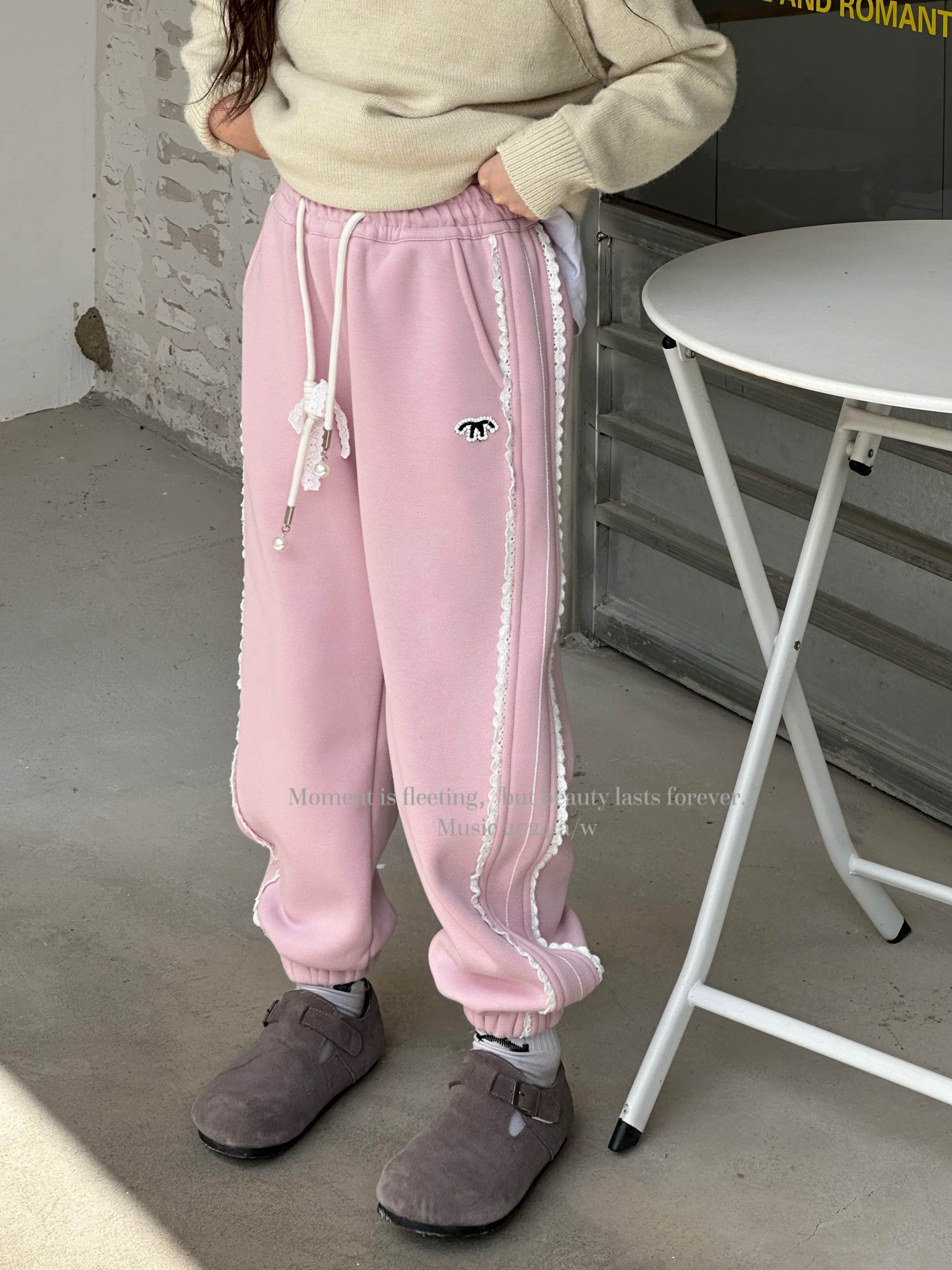 木家女童冬季加绒卫裤洋气亮色裤子66811 百搭休闲中大童奥利绒款