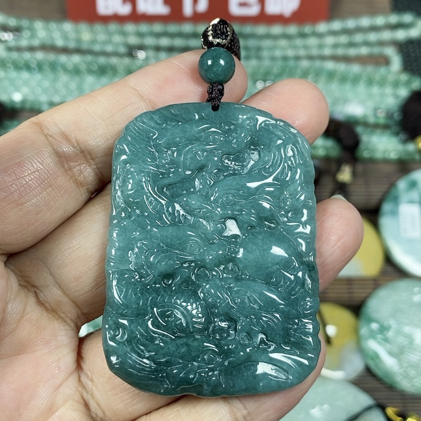 【闪购商品】翡翠颈饰未镶嵌玉吊坠翡翠玉双面九龙牌