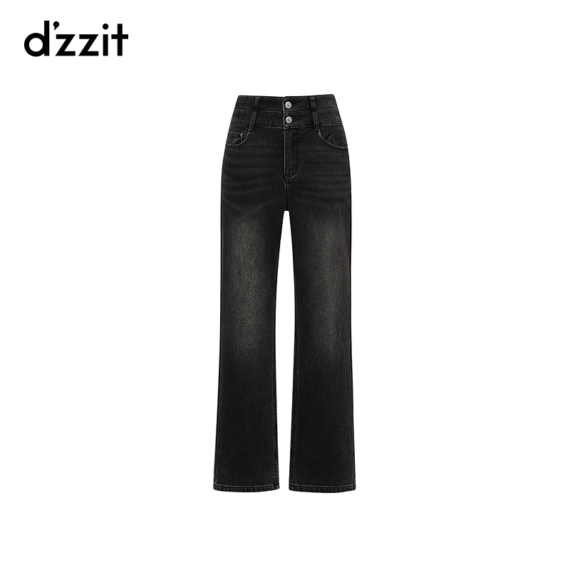 【商场同款新品】dzzit地素牛仔裤25冬高腰窄版直筒裤女3J4R7011A