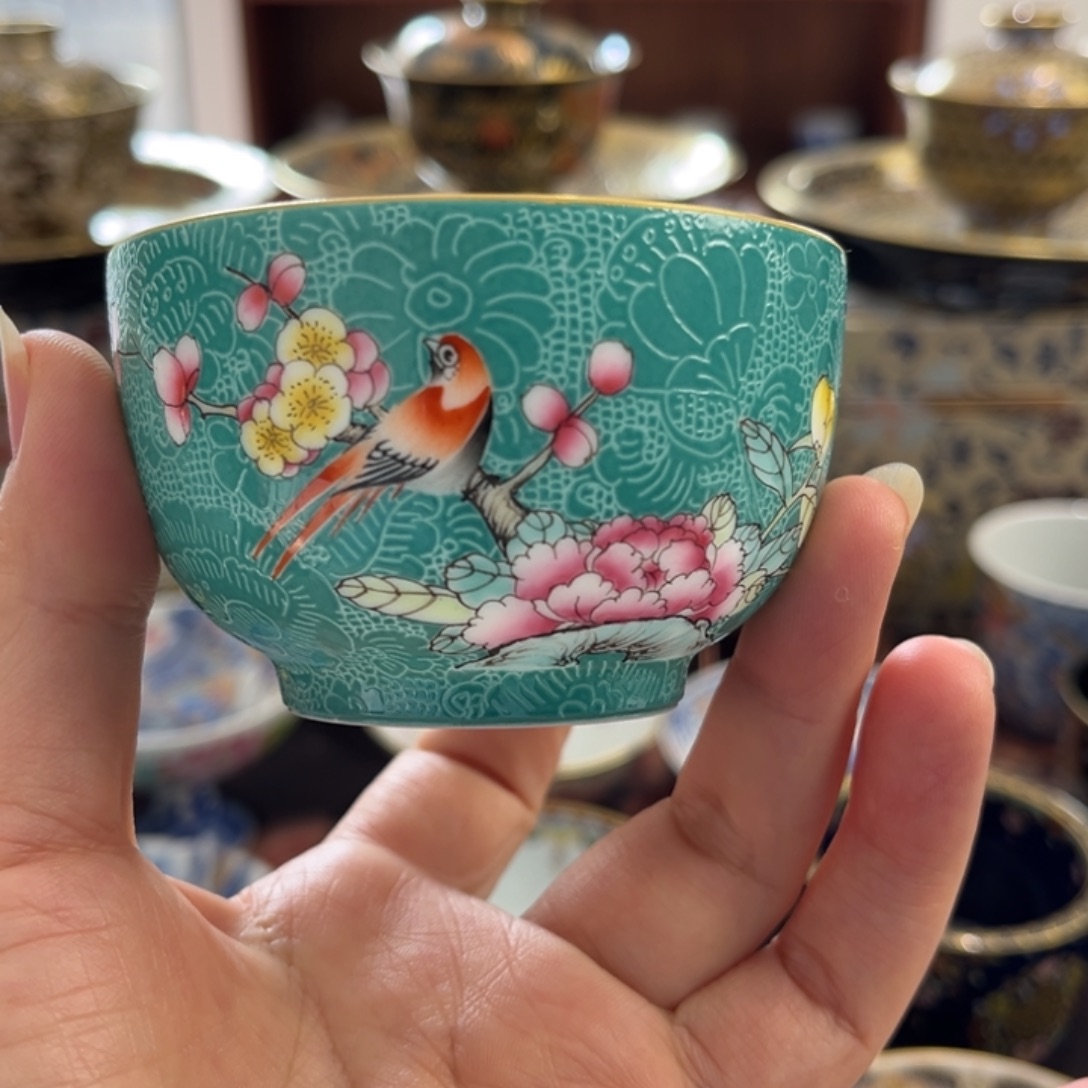 全手工全手绘耙花杯