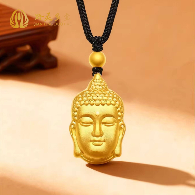 黔灵多宝古法黄金佛头吊坠男女款足金999大日如来挂坠送男女友