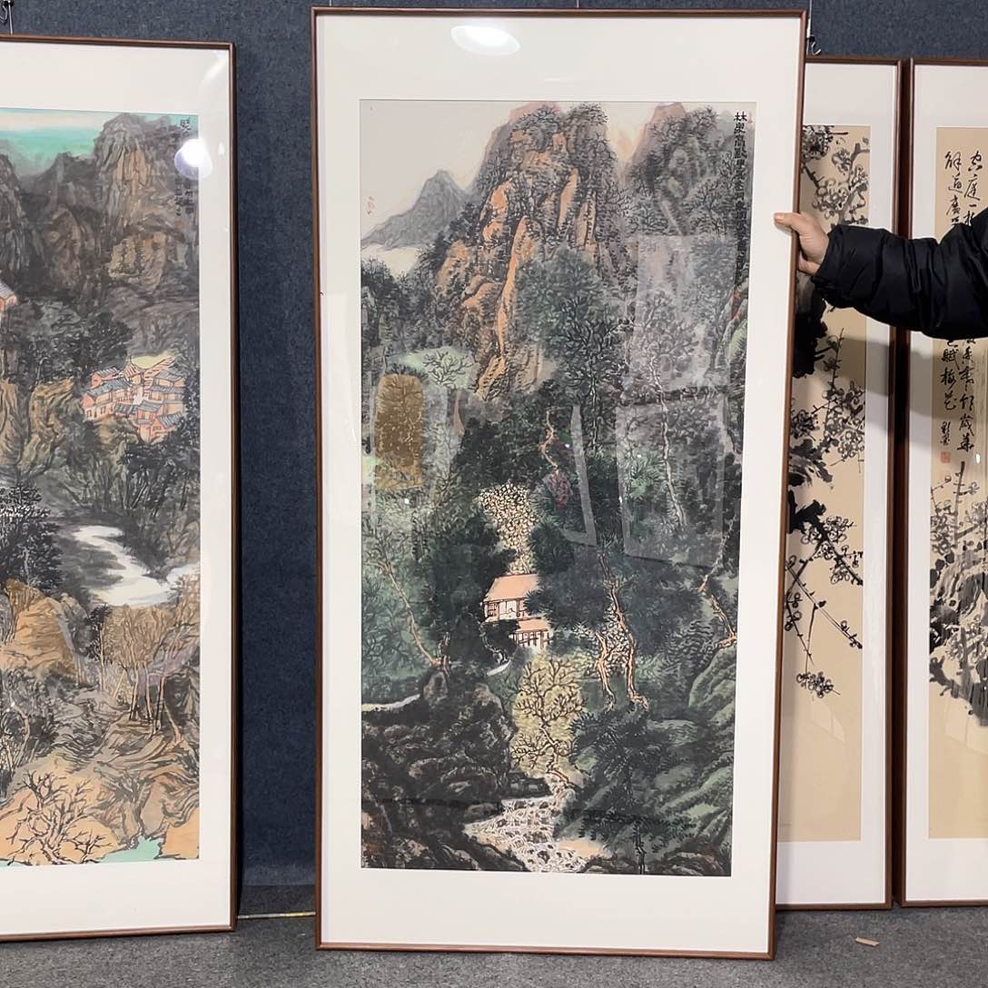 国画手绘画作品带框发