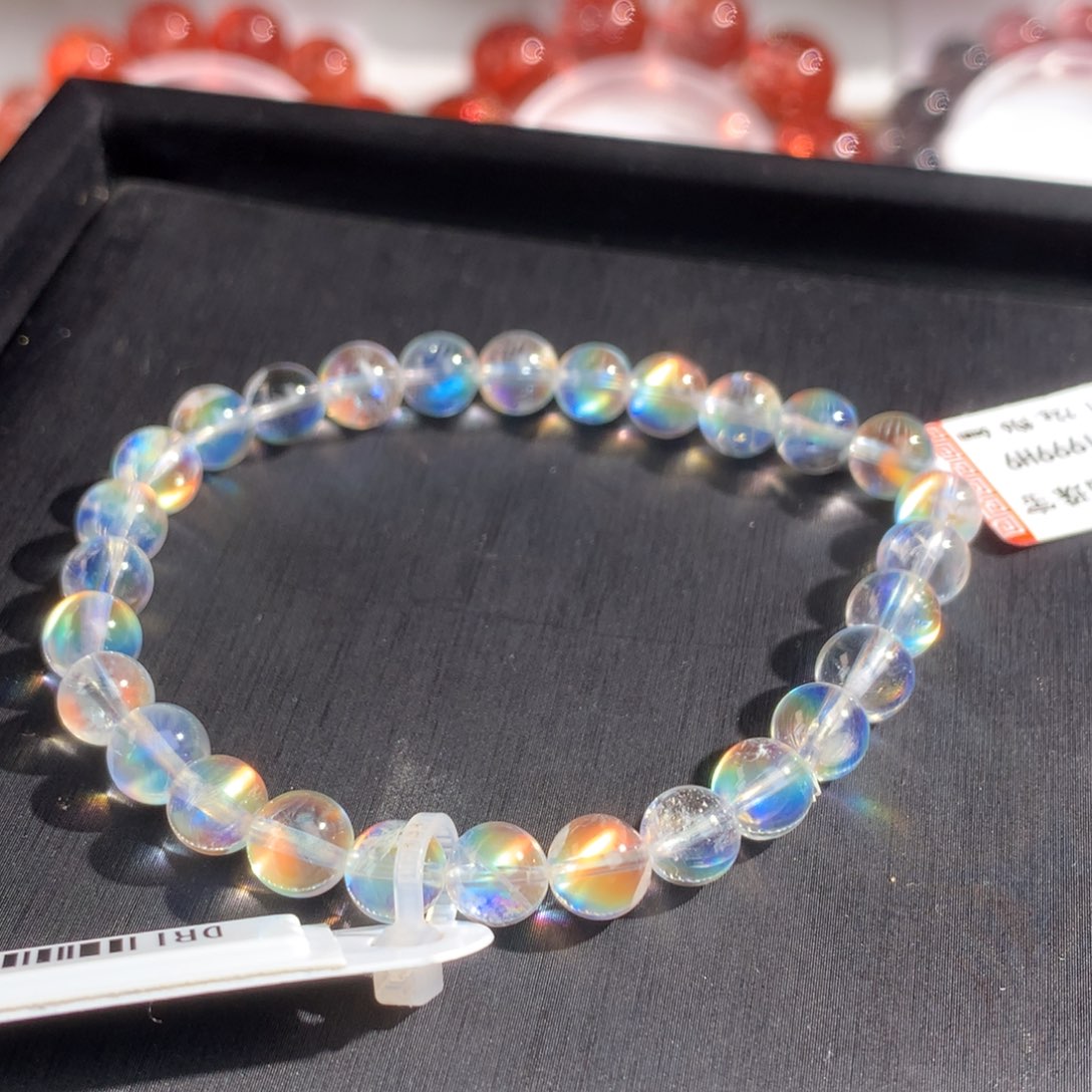 未镶嵌手串月光石麻***烫彩月光 6.6mm