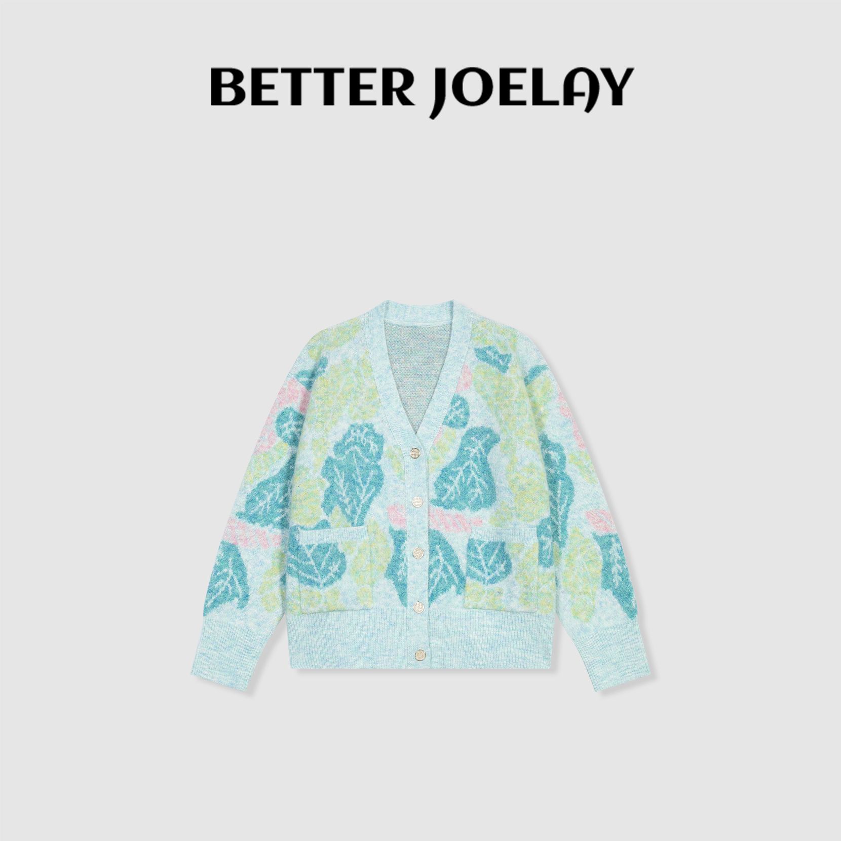 BETTER JOELAY-【袋生绿】羊毛开衫针织保暖温柔韩版LL6165