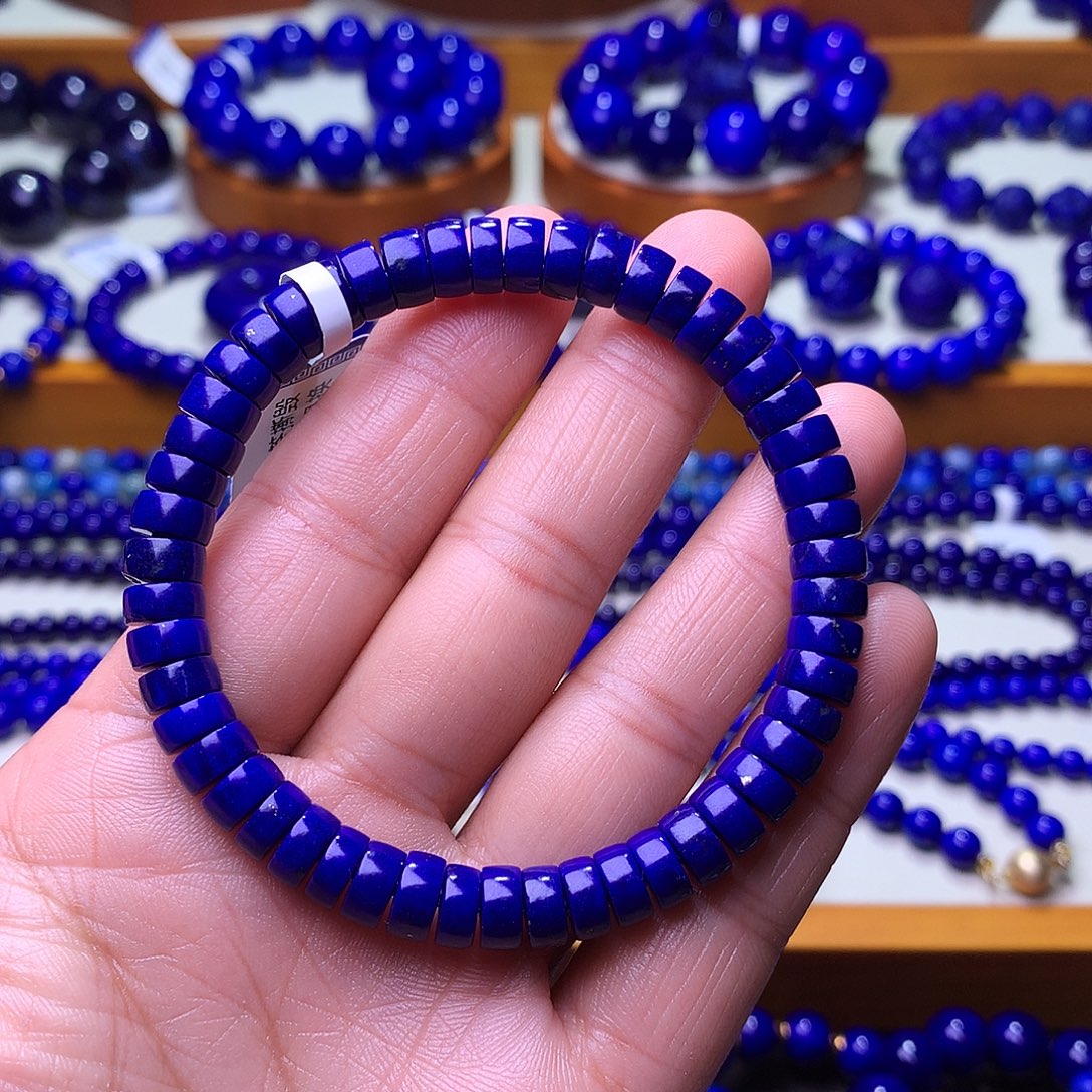 青金石未镶嵌手串7.3m高品紫药水1863