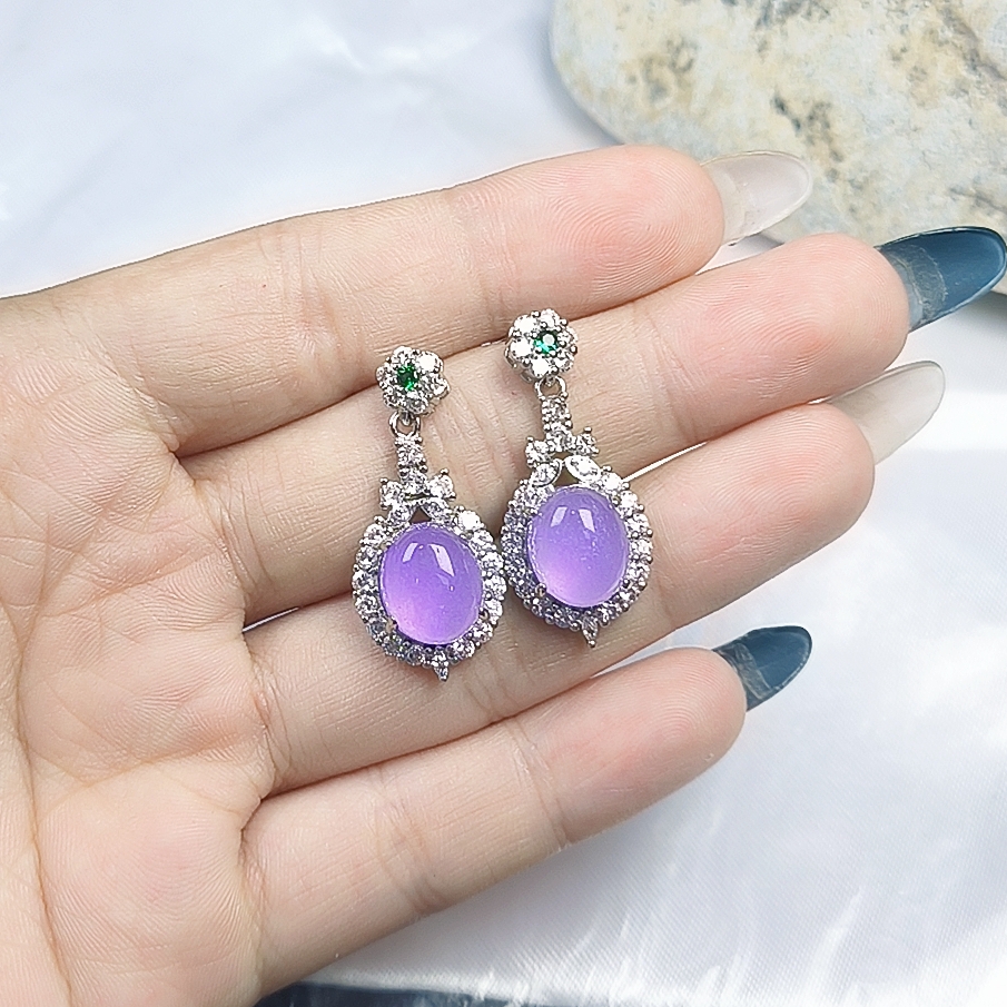 【聚宝严选】B82紫系鹅蛋耳钉时尚精美精致气质百搭