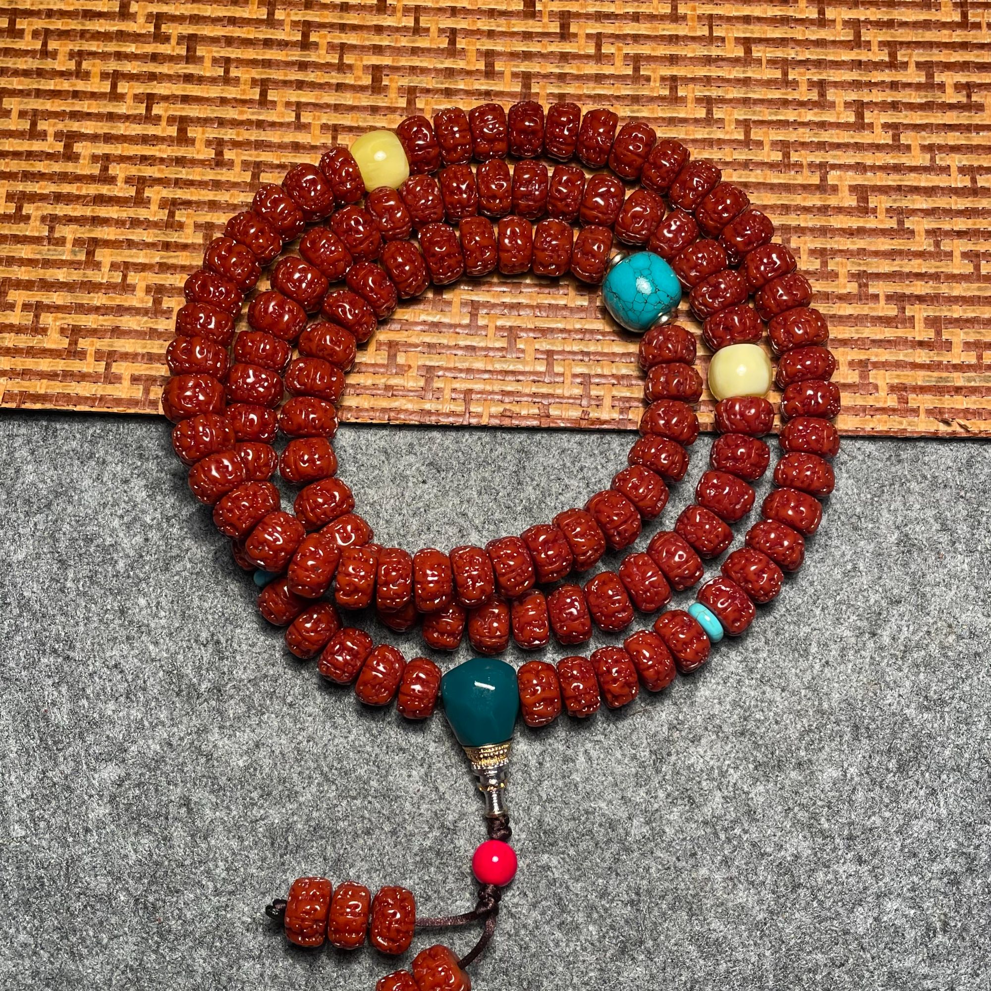 金刚菩提108颗脖挂文玩好物藏式直切一代盘龙机刷成品11-12mm±