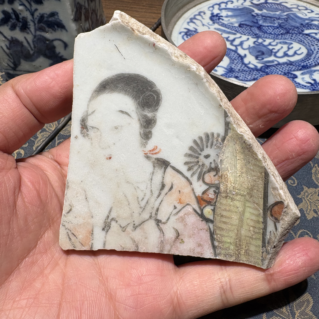 Q仕女人物瓷片标本学习收藏顺丰包邮全手工制作