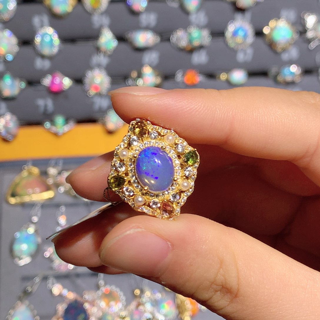 欧泊银S925镶嵌福利戒指t