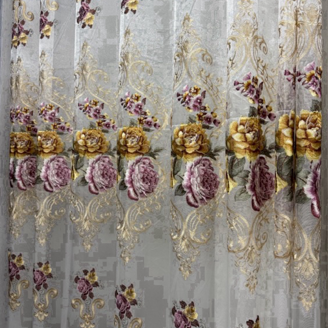 金丝大牡丹客厅阳台卧室   欧式中式高端刺绣纱帘 可定制