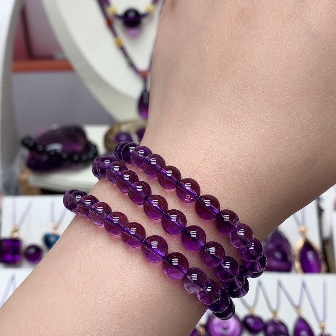 紫晶巴西手串多圈未镶嵌