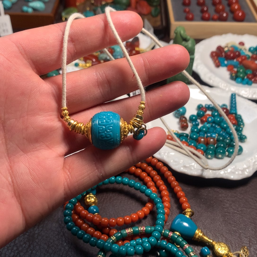 绿松石足金镶嵌回纹19.4mm