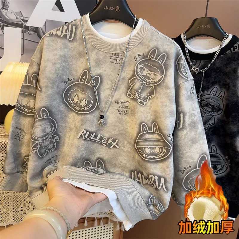 【加绒/不加绒】童装男童卫衣时尚秋冬款中大童上衣打底衫洋气