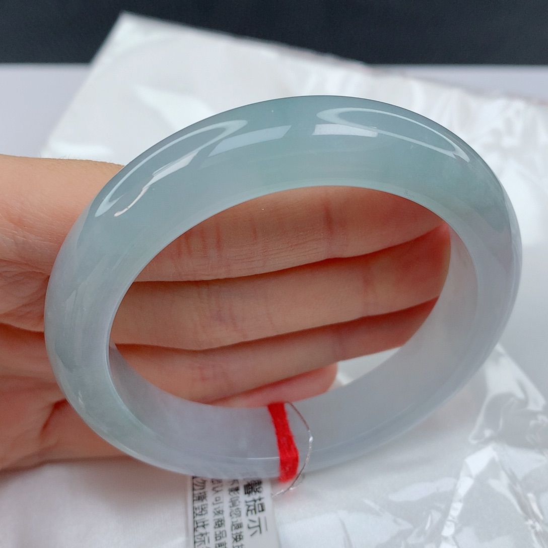 翡翠手镯未镶嵌54.8正圈版型美糯冰包容入