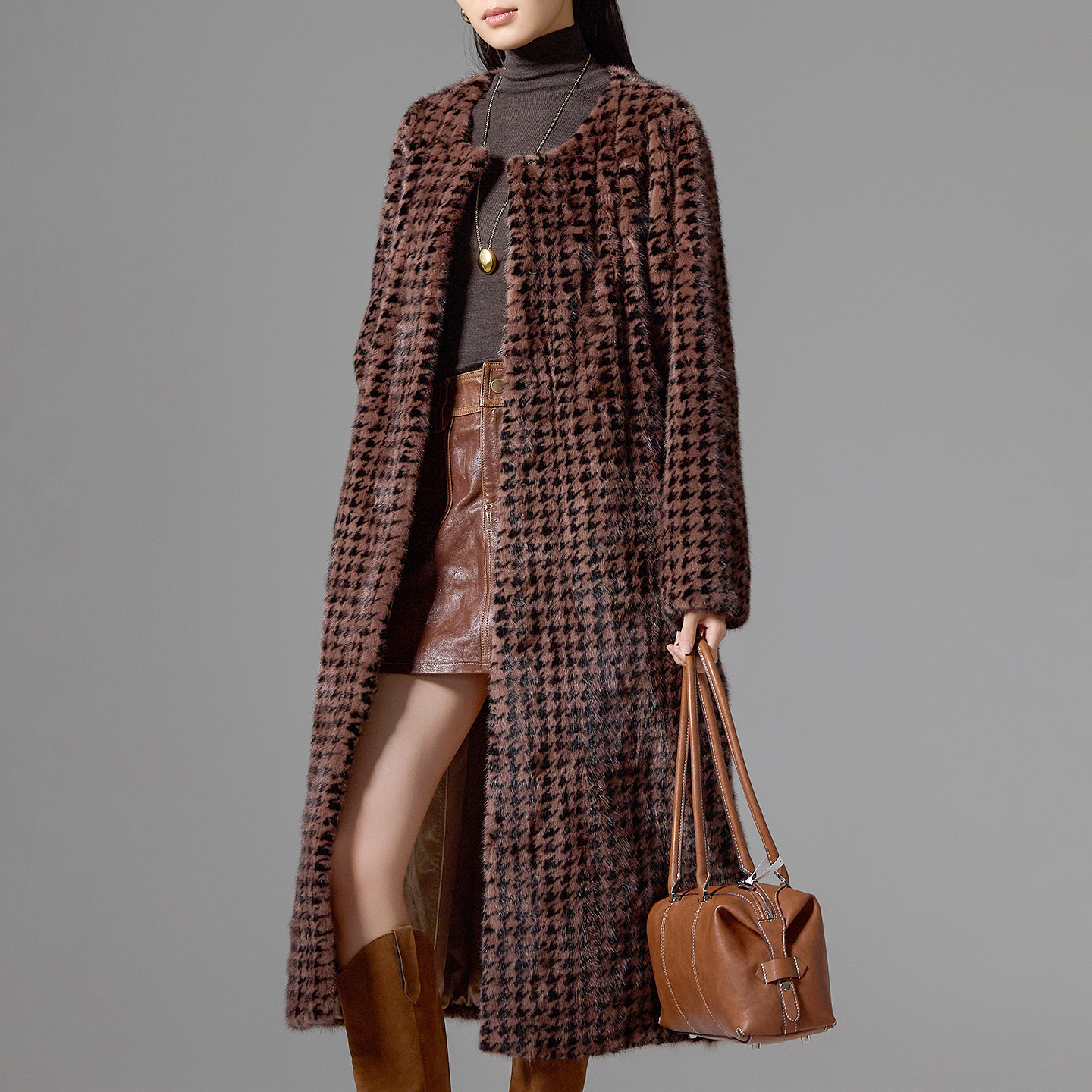 水貂皮草外套女整貂2025冬季新款时尚年轻款长款貂皮大衣D25058