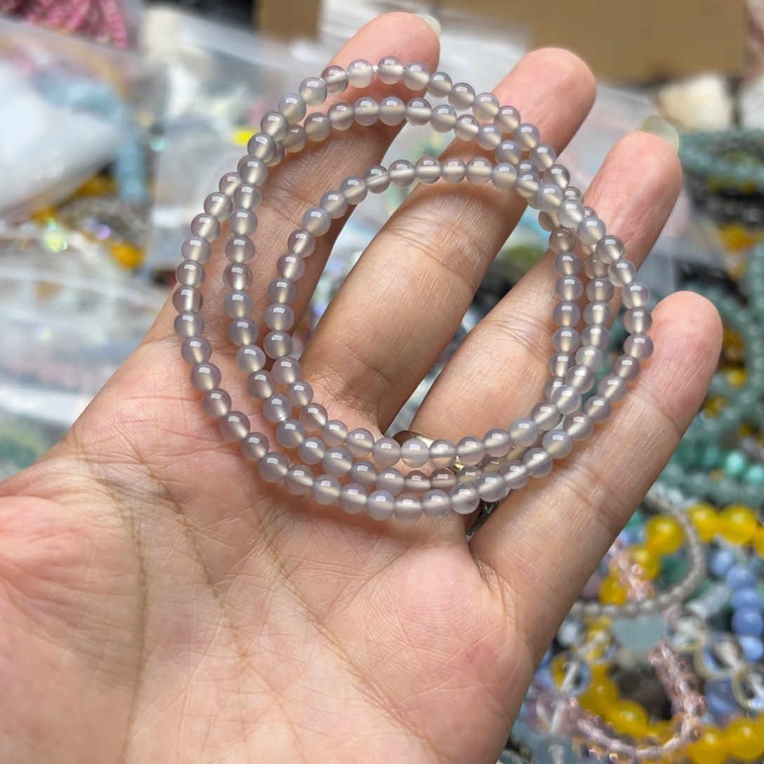 未镶嵌手链烟晶三圈烟紫玛瑙