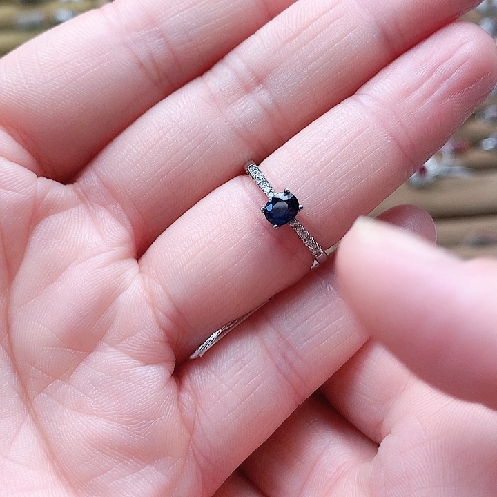 戒指蓝宝石银S925镶嵌