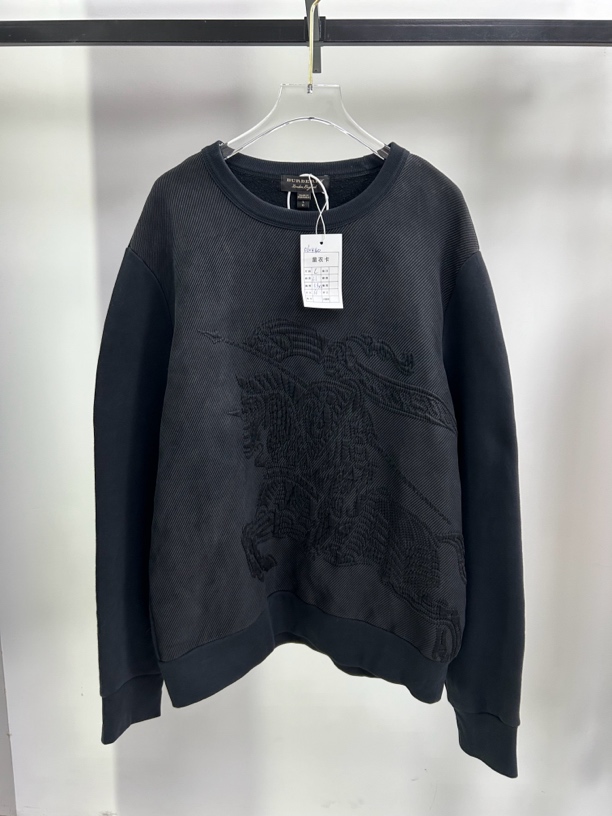 95新 BURBERRY/博柏利 黑色战马圆领卫衣【专属】