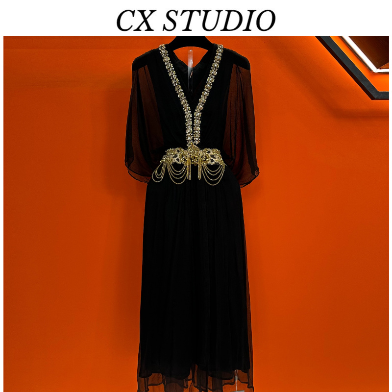 QC编码17 经典收腰轻奢时尚夏季连衣裙（定制女装）TG874