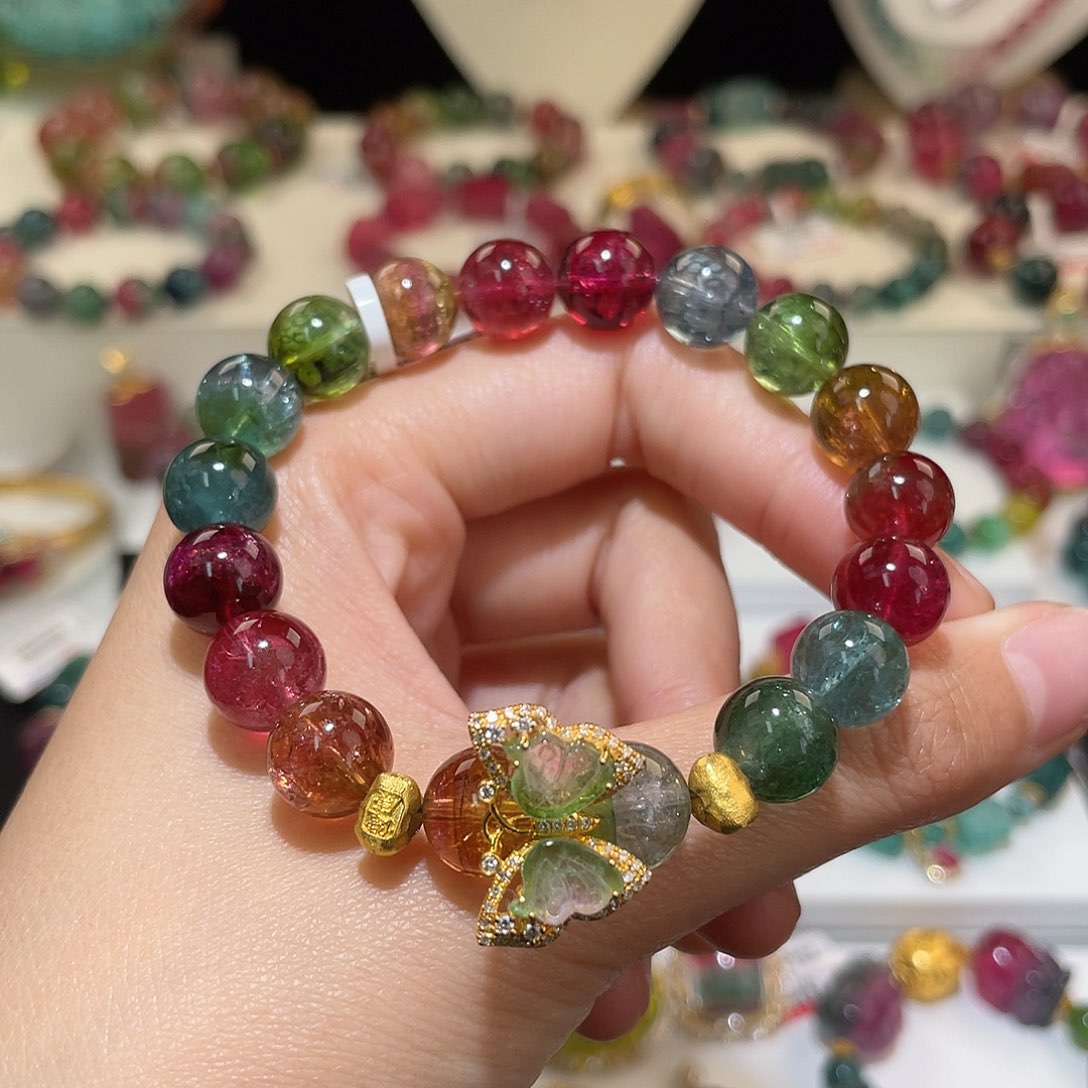 碧玺手链18K金镶嵌碧玺手链