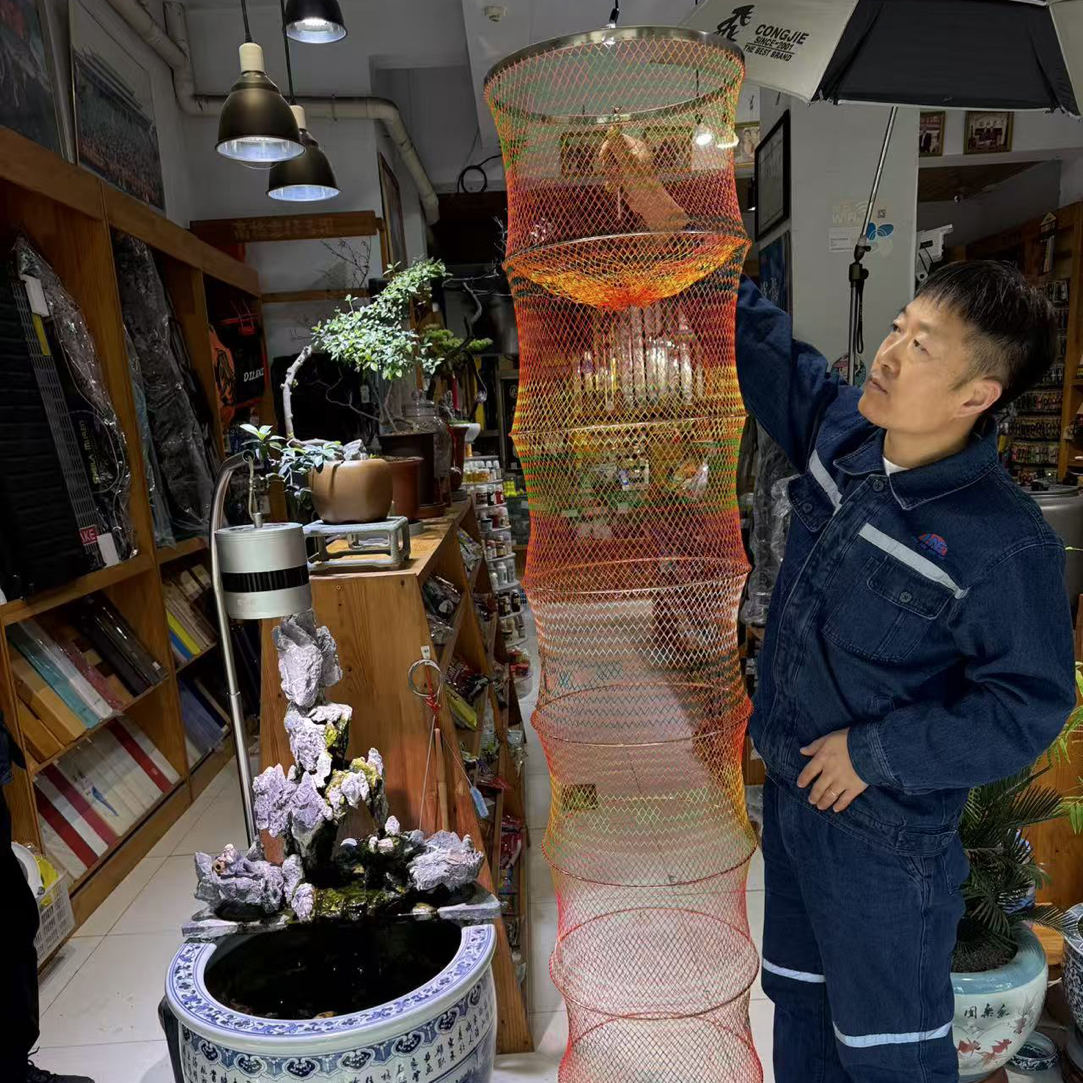35直径2.23米高16编原色原丝pe线304不锈钢圈口纯手工编织鱼护