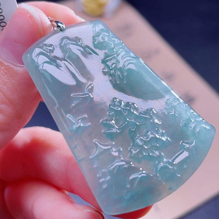 翡翠吊坠(不含链)银S925镶嵌