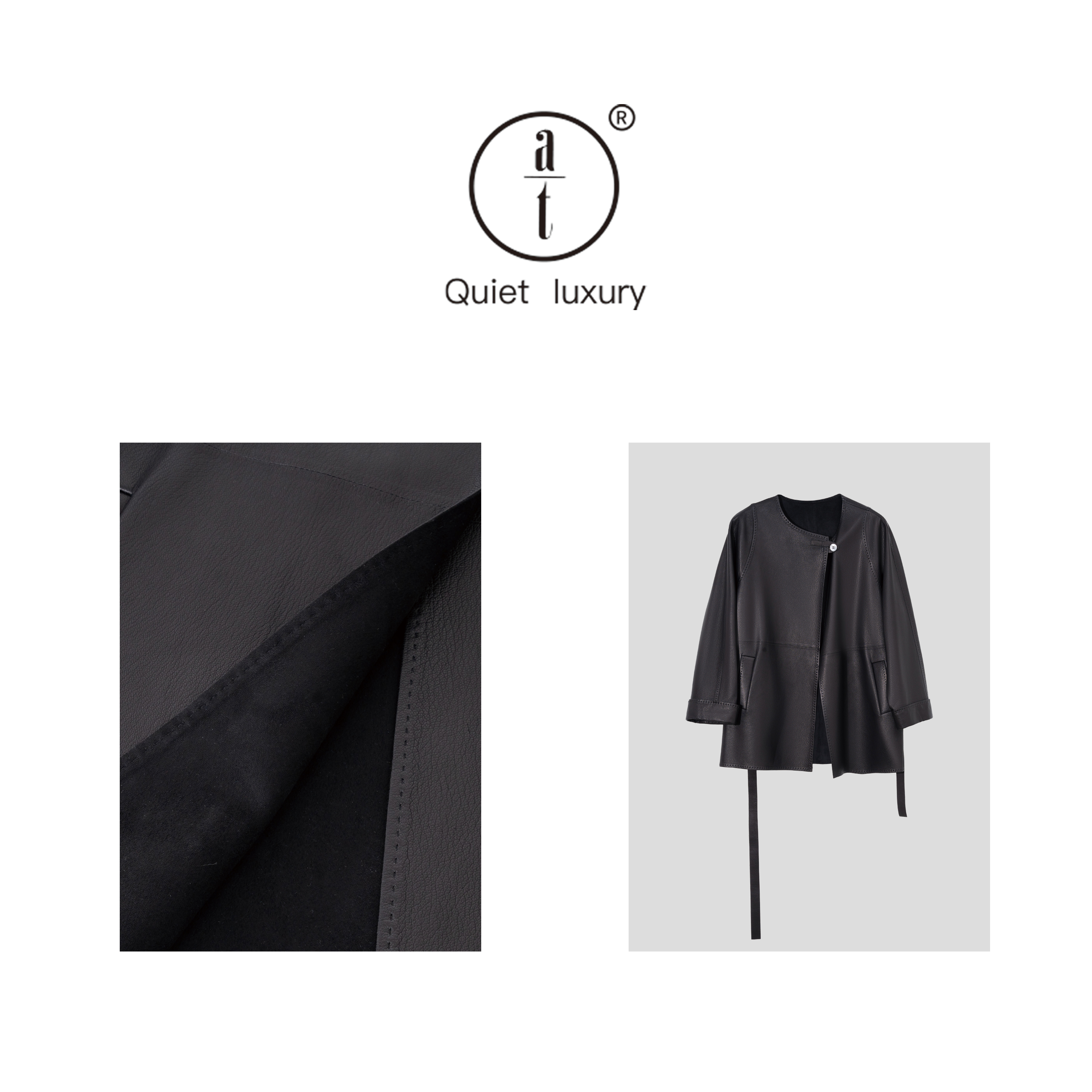 春季新款 100%山羊皮  轻奢时尚气质休闲皮衣-衣长73-ZD251676