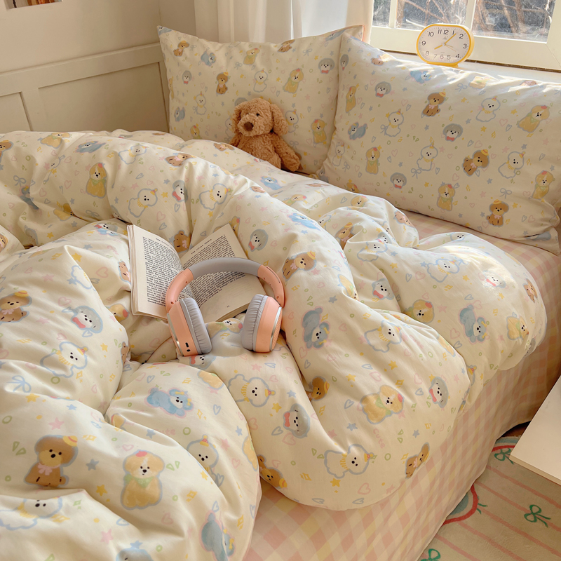 纺臣【童话涂鸦】甜美可爱床上用品四件套学生纯棉三件套全棉被套