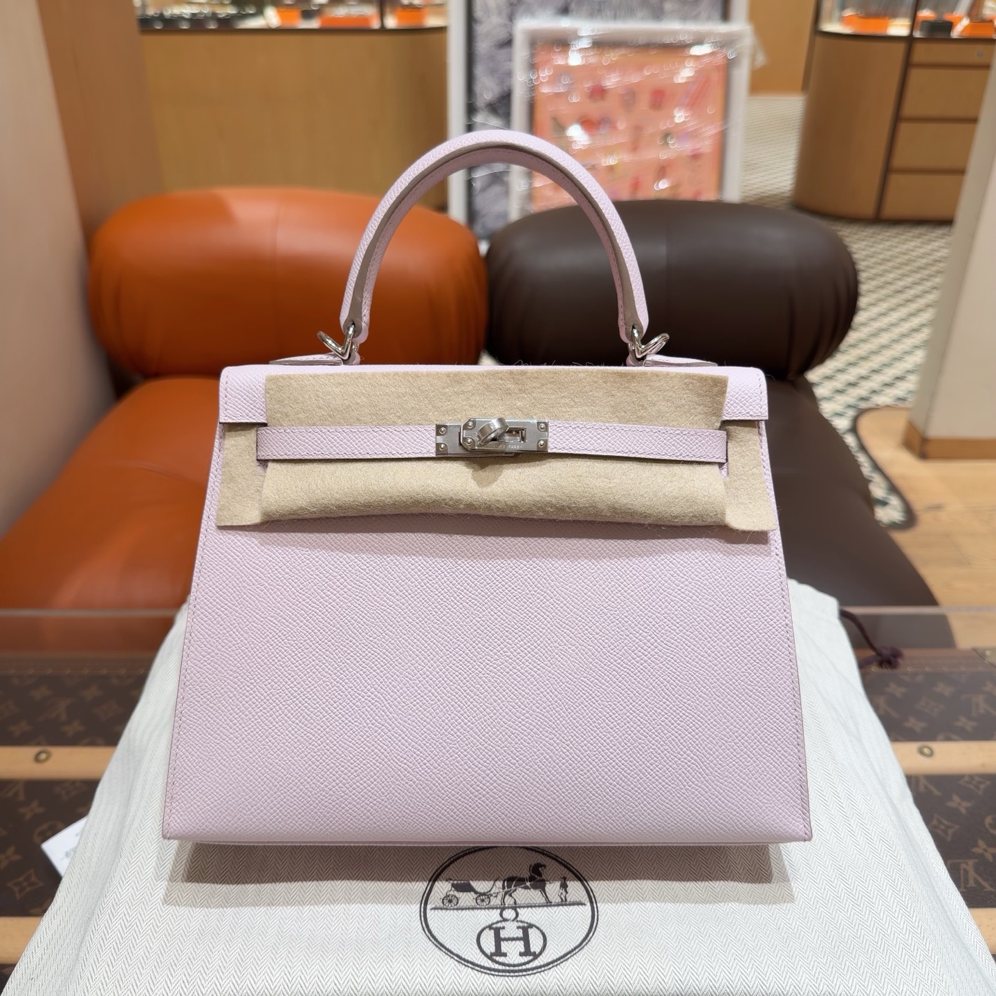 未使用 Hermes/爱马仕 kelly25梦幻紫银扣 E皮！W刻！超难来的现货