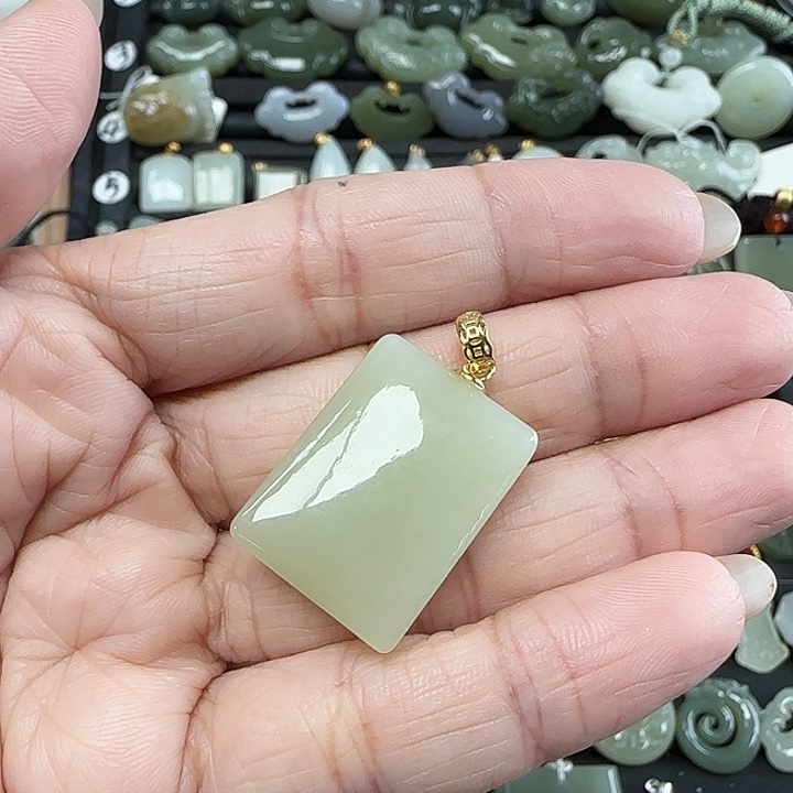 和田玉吊坠(不含链)银S925镶嵌