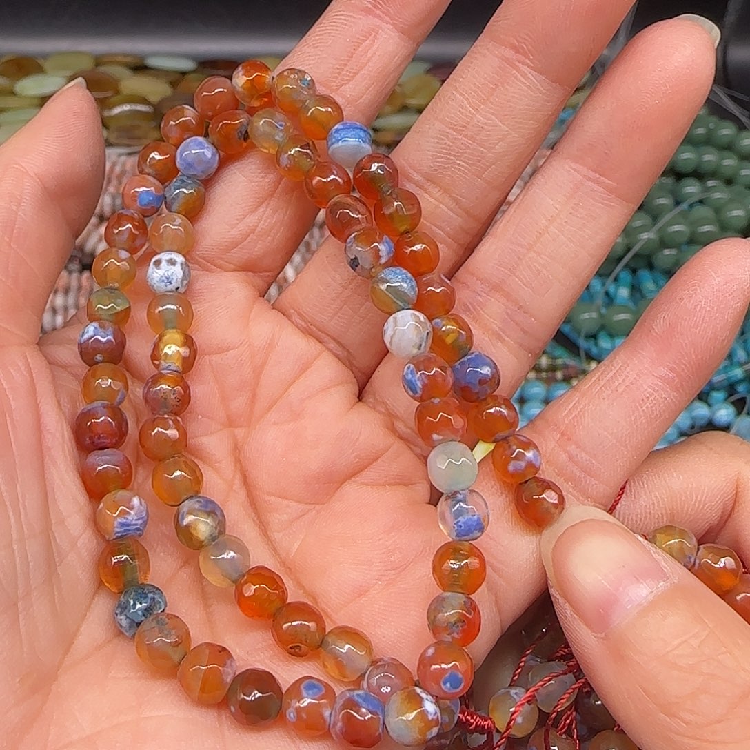 玛瑙/玉髓合金珠宝半成品敦煌玛瑙6mm一条