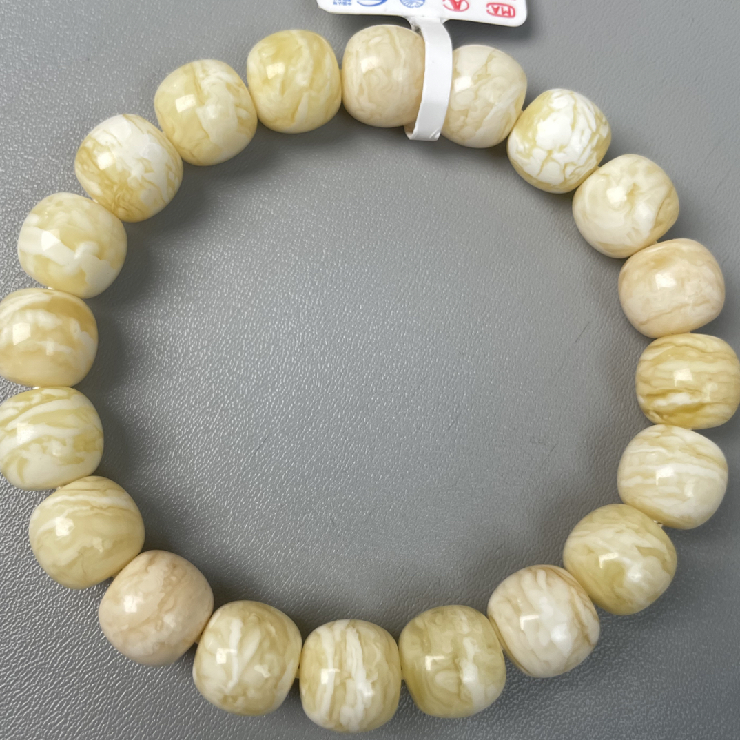 瓷白花虎皮纹老型精工手串